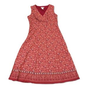 100% cotton Maroon Print Cotton Midi Dress Size 8